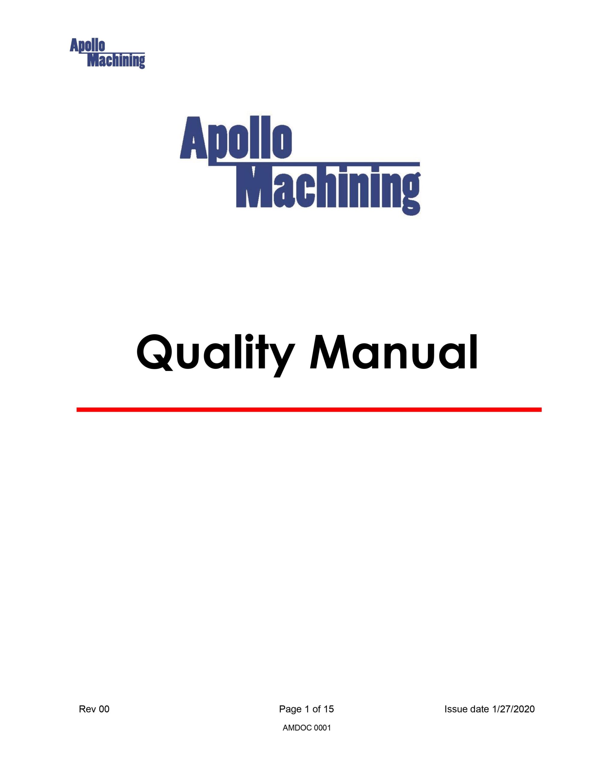 Apollo Machining Quality Manual